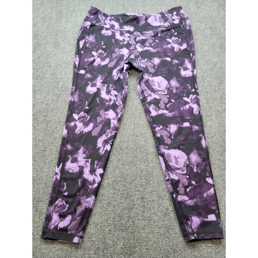 Old Navy Active Purple Floral Compression Leggings XXL 597518-07 Yoga Pants